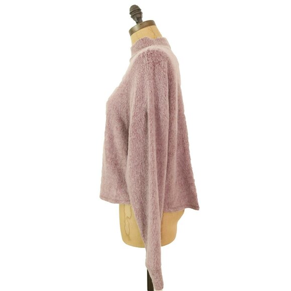 Socialite Mock Neck Pullover Top Size M Crop Brushed Wine NWT  B32 - Picture 6 of 6